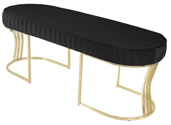 Viego Gold Striped Bench Puf - Resim 2