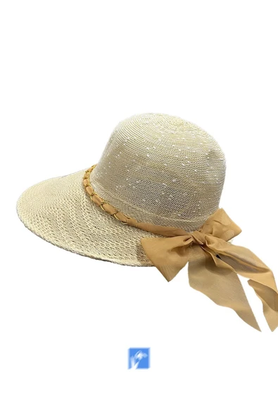 Kardelen Butik Denizli Kadınlar İçin Ay Siperli Güneşliği Geniş Merserize Plaj Şapka   ( 56-58 cm ) ürün görseli