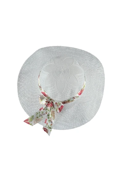 Kardelen Butik Denizli Panama Kadın Plaj Şapkası ( Merserize ) ( Beyaz ) - Resim 3