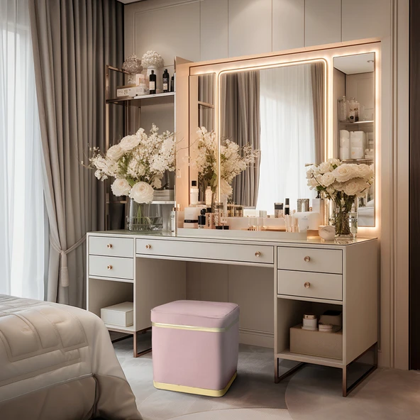 Zengo Gold Twin Line Puf, Kare - Resim 11