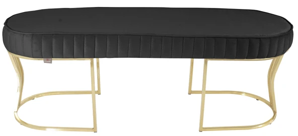 Viego Gold Striped Bench Puf - Resim 3