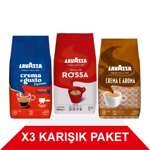 Crema e Gusto Classico + Qualità Rossa + Crema E Aramo Çekirdek Kahve (1000gr) 3'Lü Paket ürün görseli 1