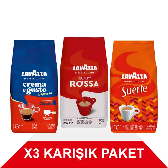 Crema e Gusto Classico + Qualità Rossa + Suerte Çekirdek Kahve (1000gr) 3'Lü Paket ürün görseli 1
