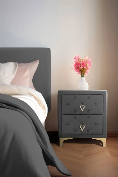 Ruby Gold Komodin, 2 Çekmeceli - Resim 9