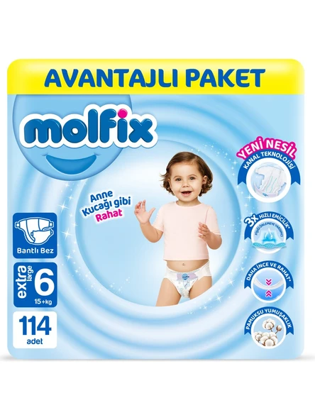 Molfix 6 Numara Extra Large 114'lü Bebek Bezi