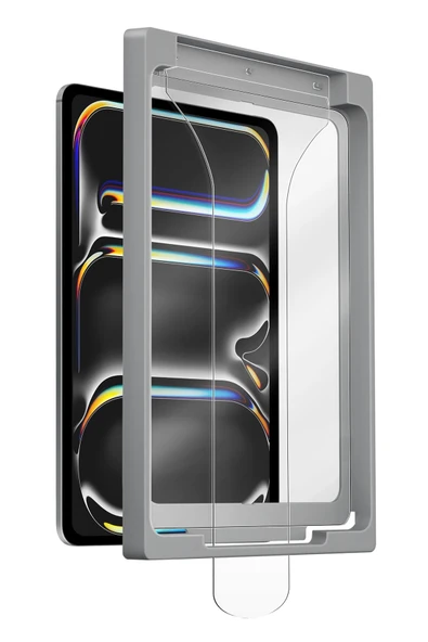 İpad Pro 13 M4 çip 2024 Ekran Koruyucu Temperli Cam Optix Exofit Applicator Kolay Kurulum Aparatlı ürün görseli 1