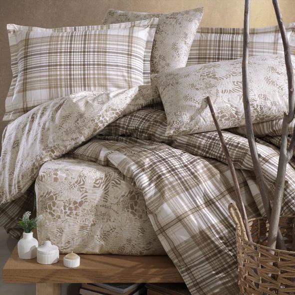 Clasy Ranforce Nevresim Takımı Çift Kişilik Ravel V1 Bej - Resim 2