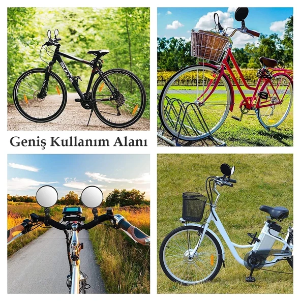Elektrikli Scooter Bisiklet Dikiz Aynası, Tüm Bisikletlerle uyumlu, 8 cm Çap, Gidon Kelepçesi, 360 Derece, 2 Adet, - Resim 5