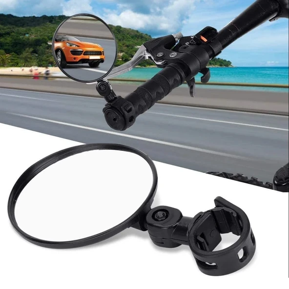 Elektrikli Scooter Bisiklet Dikiz Aynası, Tüm Bisikletlerle uyumlu, 8 cm Çap, Gidon Kelepçesi, 360 Derece, 2 Adet, ürün görseli