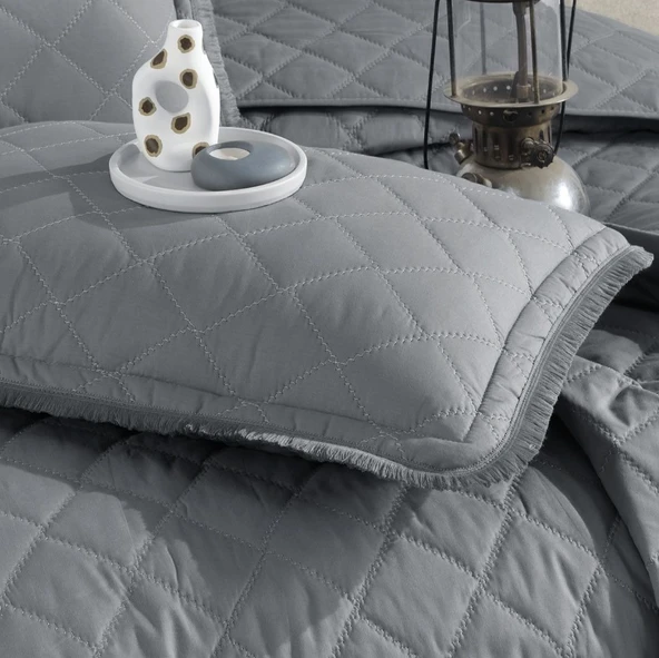 Clasy Çift Kişilik Yatak Örtüsü Tafana V6 Gri - Resim 2