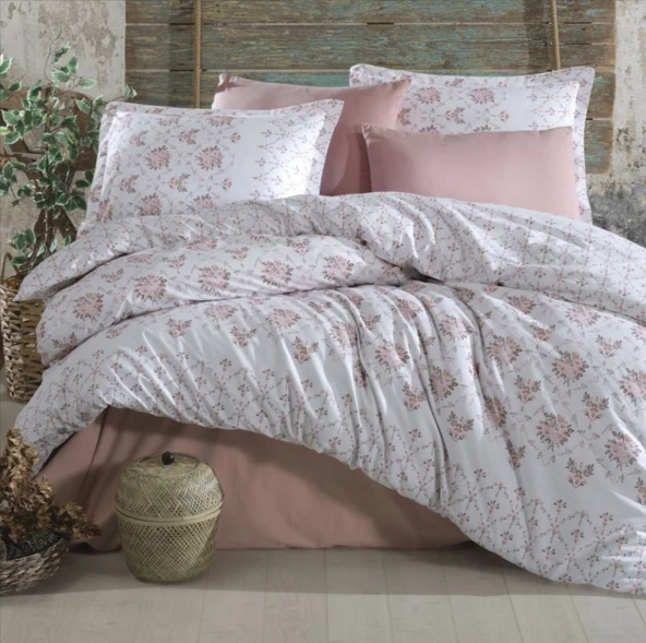 Clasy Ranforce Nevresim Takımı Çift Kişilik Krista V1 Pudra ürün görseli