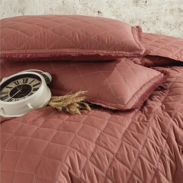 Clasy Çift Kişilik Yatak Örtüsü Tafana V5 Kiremit - Resim 3