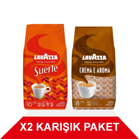 Suerte + Crema E Aroma Çekirdek Kahve (1000gr) 2'Li Paket