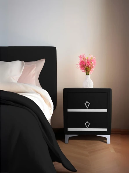 Doppia Linea Silver Komodin, İki Çekmeceli - 5