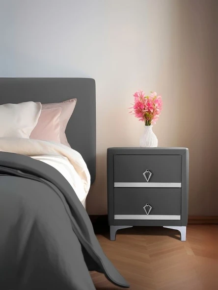 Doppia Linea Silver Komodin, İki Çekmeceli - 1