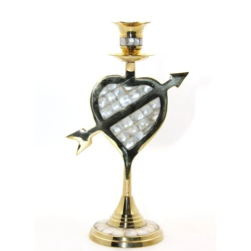 Pirinç Sedefli Tekli Şamdan Model 2 ürün görseli