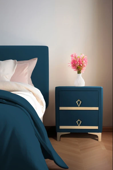 Doppia Linea Gold Komodin, İki Çekmeceli - Resim 9