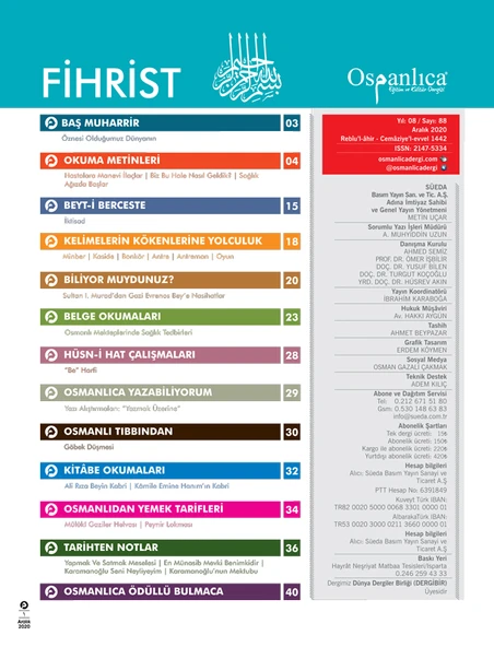 Aralık 2020 Osmanlıca Dergisi - Resim 2