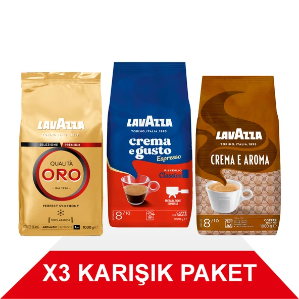 Qualità Oro + Crema e Gusto Classico + Crema E Aramo Çekirdek Kahve (1000gr) 3'Lü Paket ürün görseli 1