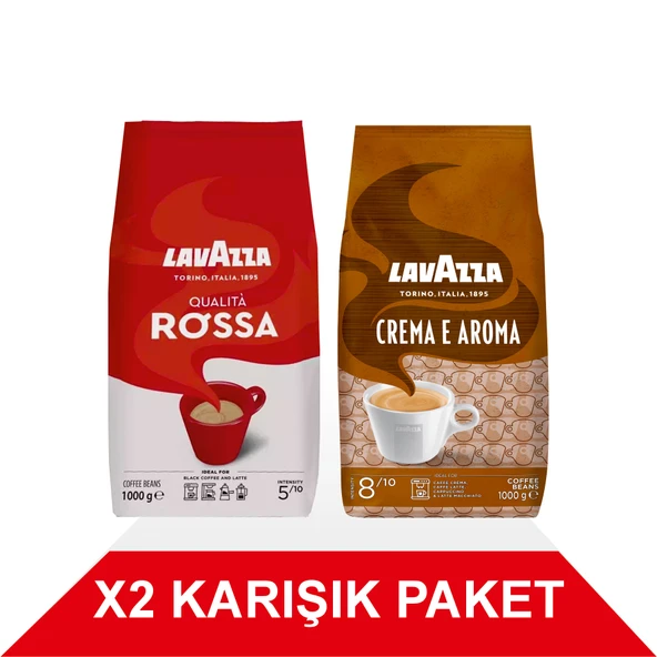 Qualità Rossa + Crema E Aroma Çekirdek Kahve (1000gr) 2'Li Paket