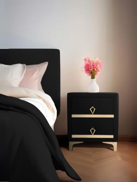 Doppia Linea Gold Komodin, İki Çekmeceli - Resim 5