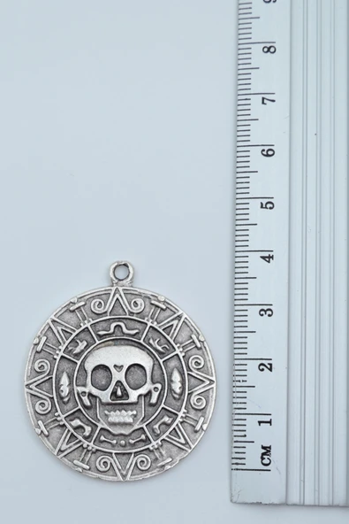 3'lü Karayip Korsan Sikke Ejderha Kılıç Korsan Gümüş Kaplama Kolye Seti - Resim 3