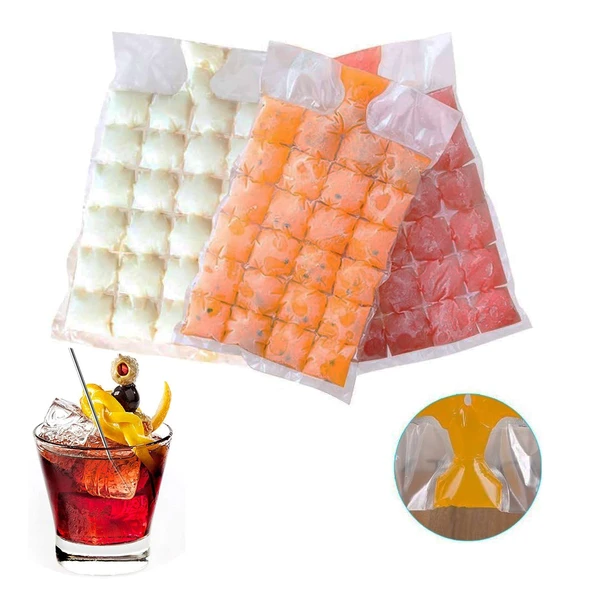 2 Paket 480 Adet Buz Küpü, Buz Torbası, Kolay Çıkarılan Buz Küpü Kalıp Tepsileri, Dondurucu, Kokteyl, Kemik Suyu Torbası Dondurma Meyve Suyu için Kendinden Sızdırmaz Buz Küpü Torbaları ürün görseli