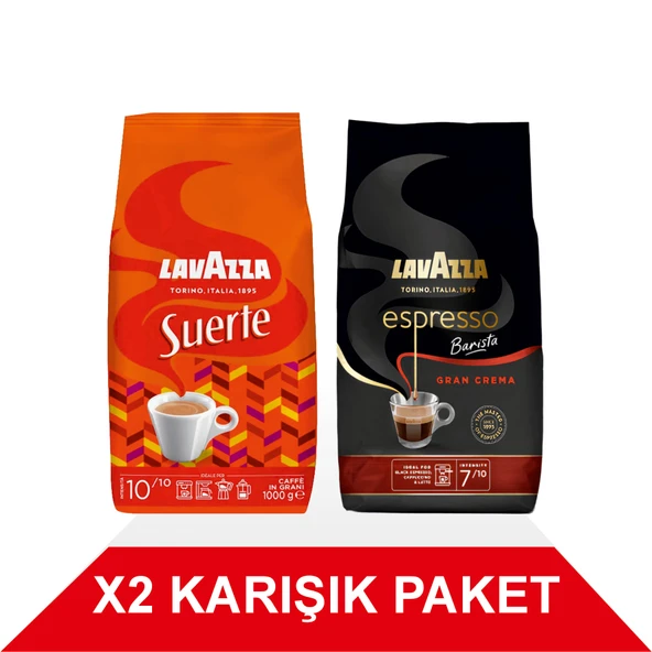 Suerte + Espresso Barista Gran Crema Çekirdek Kahve (1000gr) 2'Li Paket