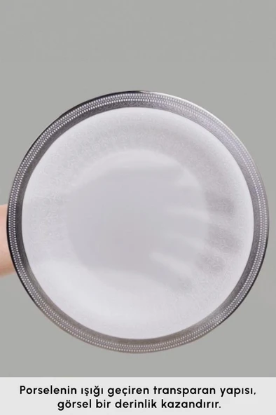 Royal Bone Kate 55 Parça 12 Kişilik Yemek Takımı Platin - 4