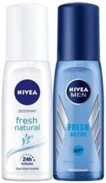 NIVEA Kadın Pump Sprey Deodorant Fresh Natural 75ml Men Pump Sprey Deodorant Fresh Active 75ml X2 64 ürün görseli