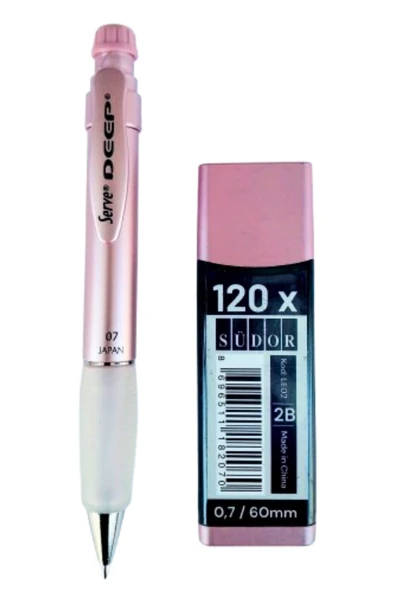 2B , 120' li 60 mm 0,7 uç ve serve deep 0,7 uçlu kalem seti (metallik rose) ürün görseli 1