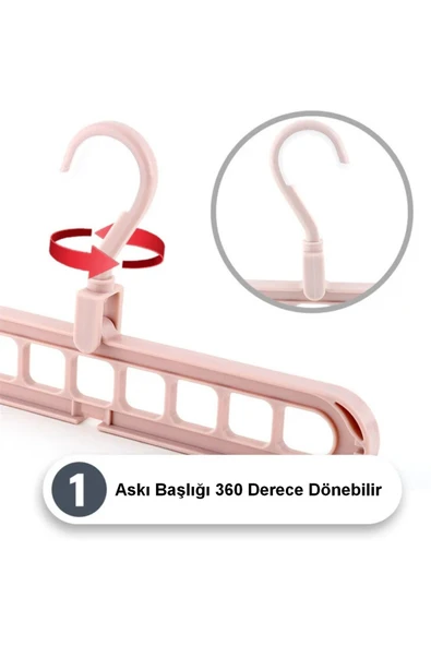 Sihirli Elbise Askısı 9 Gözlü Akıllı Askı Sihirli Askılık - 5 adet - Resim 5