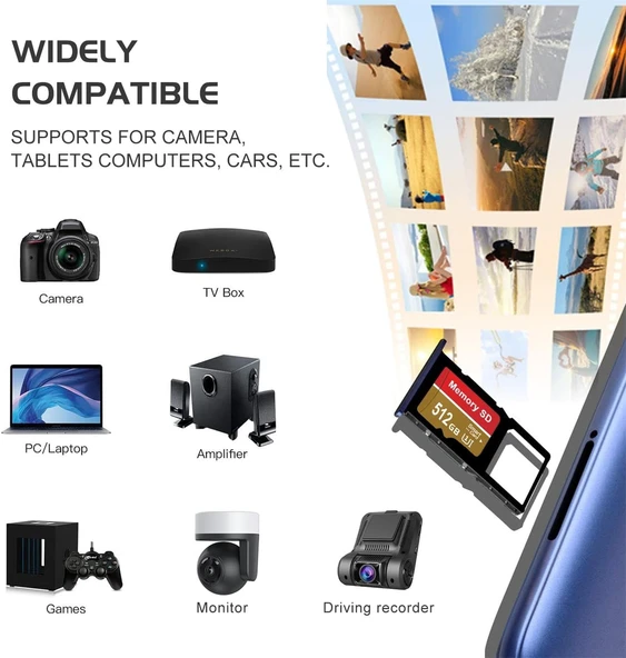 512GB Microsd Kart Hafıza Kartı Telefon IP Kamera Pc Uyumlu - Resim 4