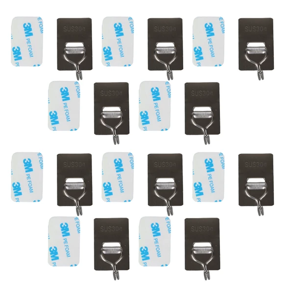 304 Paslanmaz Çelik Kanca-Askılık - 10'lu Paket, Ağır Hizmet, Duvar Kancaları, Su Geçirmez Paslanmaz Çelik Askılıklar - Resim 2