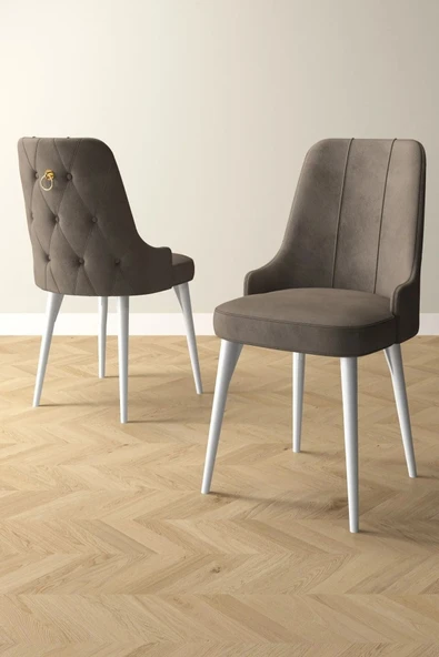 Mabel Beyaz 80x132 Açılabilir Mdf Masa Yemek Odası Takımı, Mutfak Takımı  4 Sandalye 1 Bench Cappucino - 3