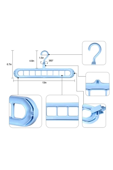Sihirli Elbise Askısı 9 Gözlü Akıllı Askı Sihirli Askılık - 5 adet - Resim 8