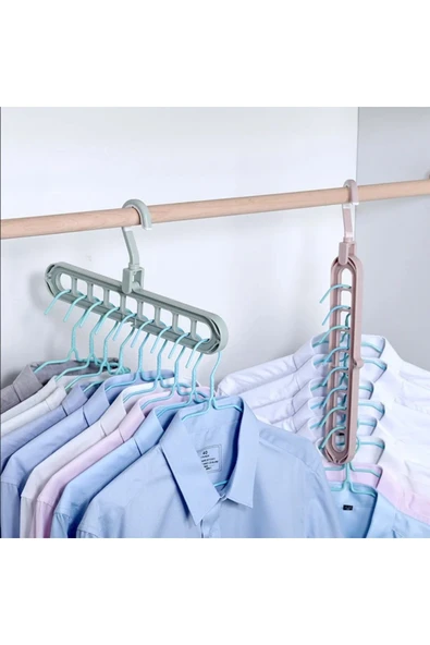 Sihirli Elbise Askısı 9 Gözlü Akıllı Askı Sihirli Askılık - 5 adet ürün görseli