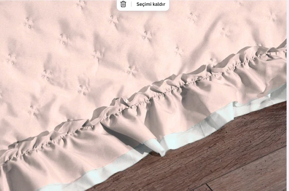 Kapitoneli Fırfırlı 3 Parça Çift Kişilik Yatak Örtüsü - 4
