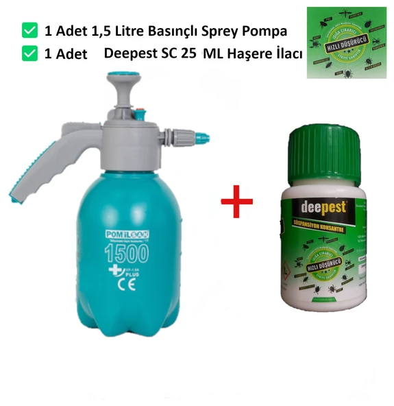 Deepest Sc 25ML Haşere Ilacı ve 1, 5 Ltbasınçlı Pompa Pıre, Akrep, kene, tahtakurusu, hamamböceği Için Etkili - 2