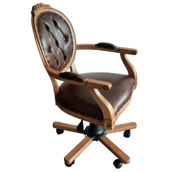 Madalyon Ahşap İşlemeli Çalışma Sandalyesi - Resim 5