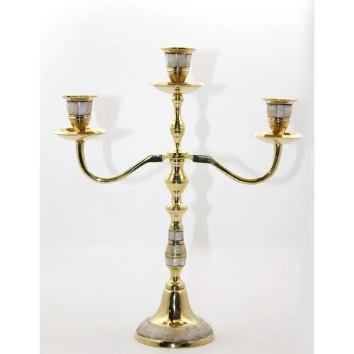 Pirinç Sedefli 3'lü Şamdan Model 2 ürün görseli