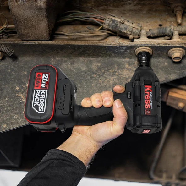 Kress KH275 20Volt/4.0Ah Li-ion Çift Akülü 500Nm Kömürsüz Profesyonel Şarjlı Somun Sıkma - 10