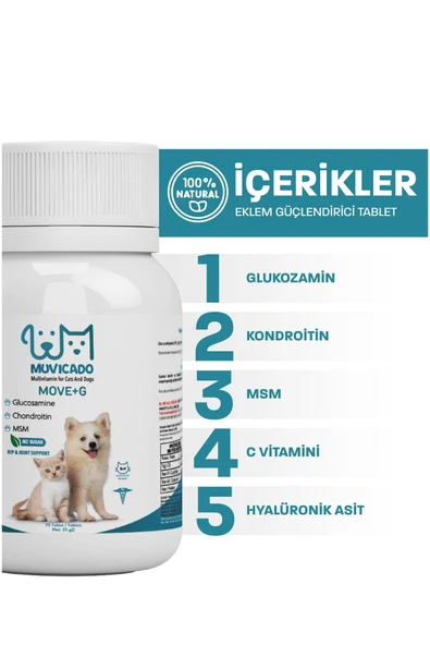 muvicado Kedi Ve Köpekler Için Eklem Kas Destekleyici Glucosamine Glukozamin Msm Kondroitin Tablet - 4