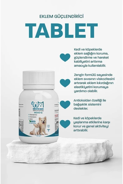 muvicado Kedi ve Köpeklerde Eklem ve Balık Yağı ve Glukozamin Tablet - 3