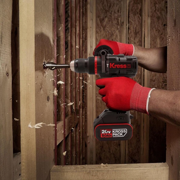 Kress KUC33.1 20Volt/5.0Ah Li-ion 95Nm Çift Akülü Kömürsüz Profesyonel Şarjlı Darbeli Matkap - 11
