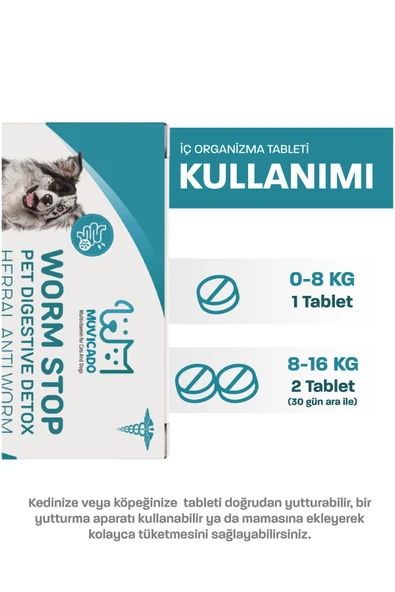 muvicado Kedi Köpek Iç Dış Anti Parazit Uzaklaştırıcı Bitkisel Damla Ödül Tablet Seti Bit Pire Giderici - Resim 3