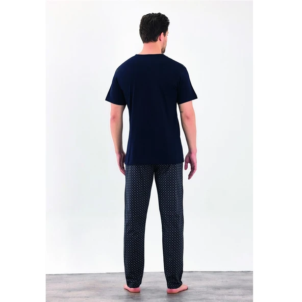 Estiva %100 Pamuk İnterlok Kısa Kol Erkek Pijama Takım - Resim 3