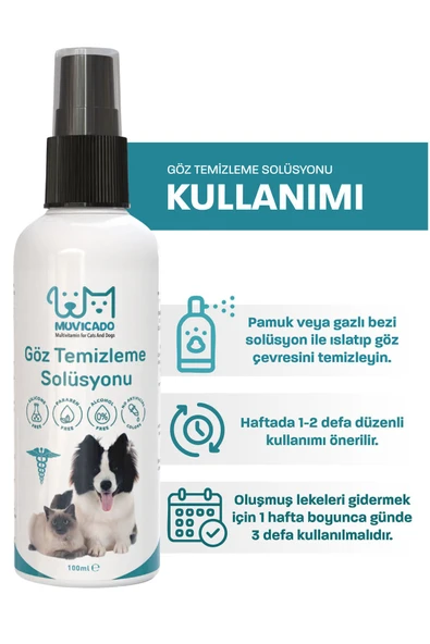 muvicado Kedi Köpek Göz Kulak Ağız Bakım Solüsyonu Yüz Deri Temizleme Hijyen Spreyi 100 ml - 4