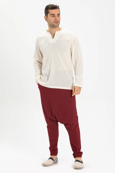 Büyük Beden Uzun Kol Şile Bezi Bisiklet Yaka Yazlık Tshirt Krem 3002 ürün görseli