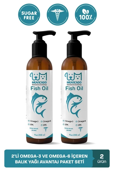 muvicado Kedi Ve Köpekler Için Omega 3 -6 Balık Yağı Bağışıklık Sistemi Destekleyici Iştah Açıcı Tüy Bakımı